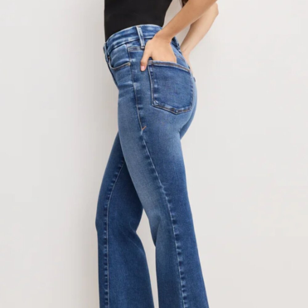 Good American - Soft Tech Good Legs Cropped Mini Boot Jeans Sz 15 - Picture 2 of 4